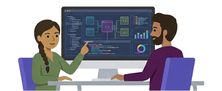 Custom Software illustration showing tailored development solutions